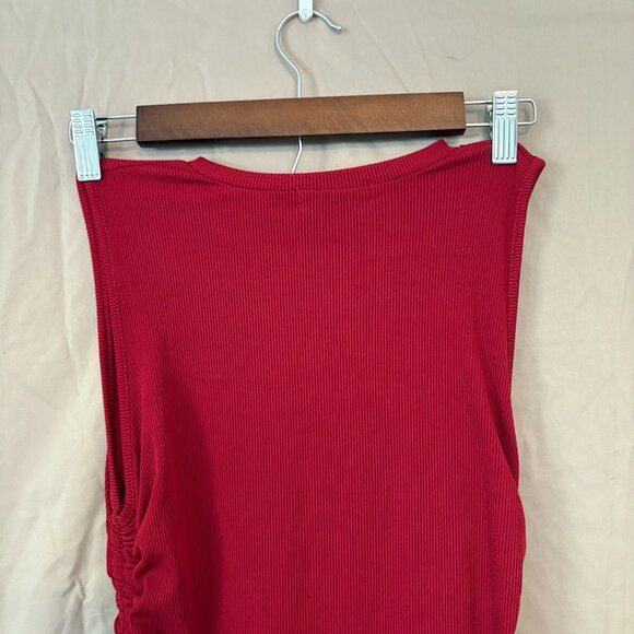 C+D+M Collections Red Stretchy Sleeveless Adjustable Ribbed Dress Women's Medium - Picture 5 of 6